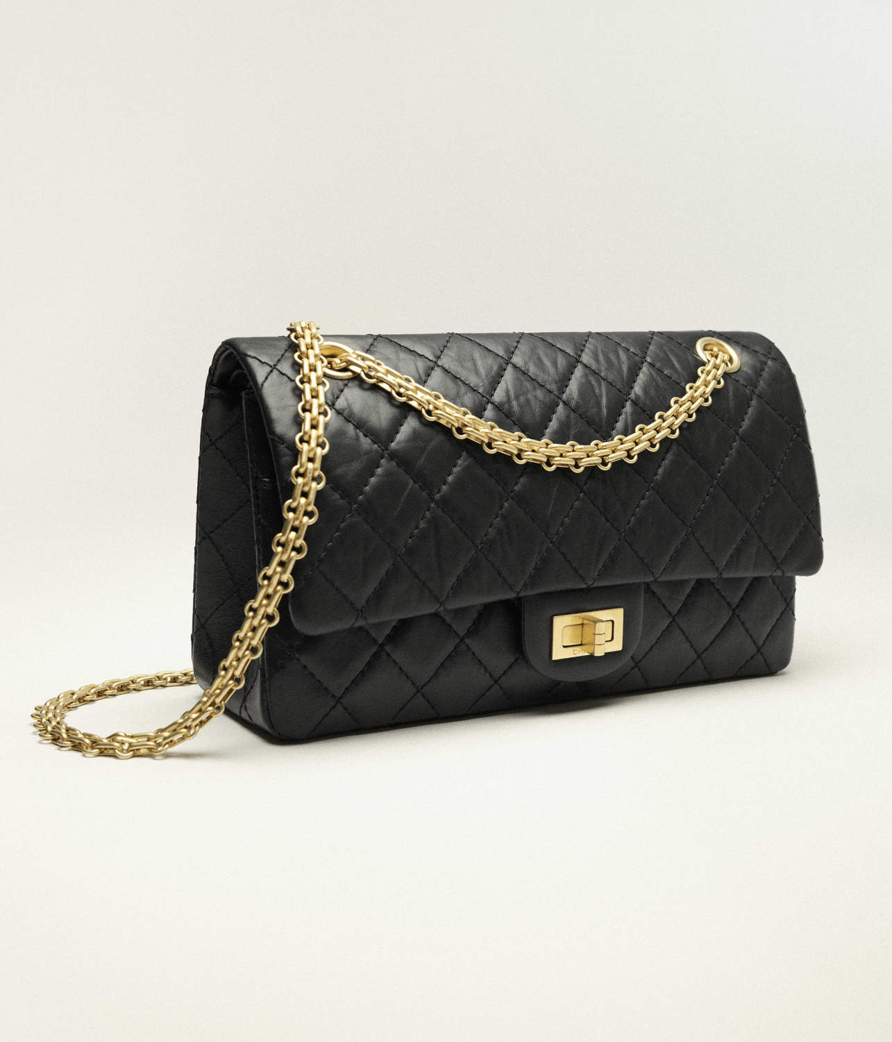 Chanel 2.55 Handbag Aged Calfskin Gold-Tone Metal #333121