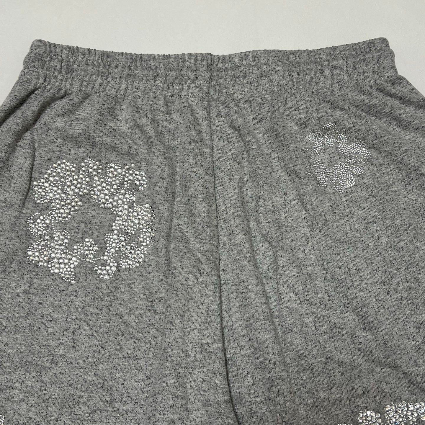 Denim Tears X Swarovski Men's Women's Summer Floral Rhinestone Solid Color Drawstring Tie Cotton Cashmere Casual Shorts Ngvp #1826