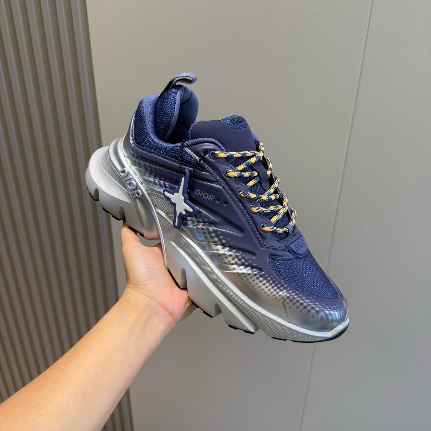 DIOR AND LEWIS HAMILTON B44 Blade Men's Spring/fall Fashion Casual Round Toe Lace Up Gradient Mesh Fabric Sneakers Limited Edition Numbered Pair Shoes #78547