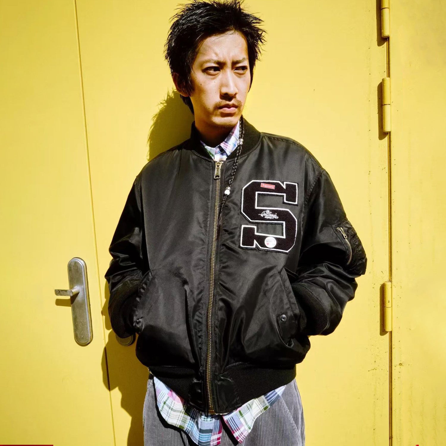 Supreme Supreme X Hiroshi Fujiwara Goodenough Collaboration Men's Autumn/winter Ss25 Patch Logo Design Zip-up Long-sleeved Jacket Includes Eight Diy Customisation Badges Ngvp #2627