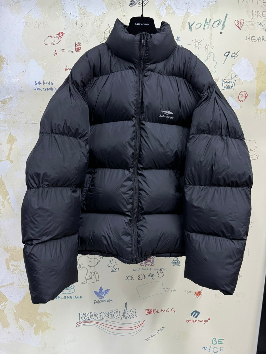 Balenciaga Men's Women's Autumn And Winter Standing Collar Solid Color Zipper Long Sleeve Puffer Down Jacket #73355