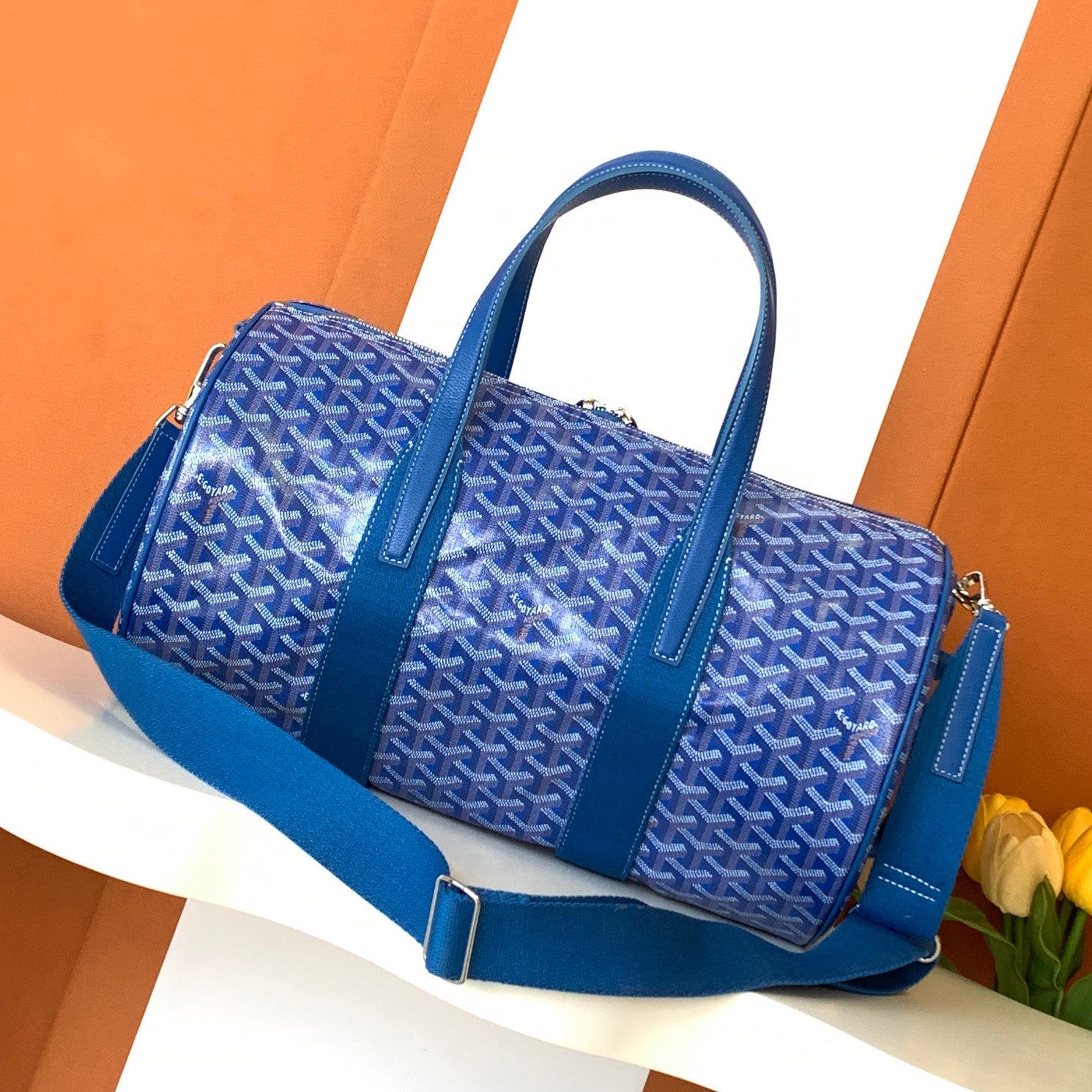 GOYARD Barrel 40 Men's And Women's Logo Printing Canvas Collocation Calf Leather Sports Bag Travel Bags #75143