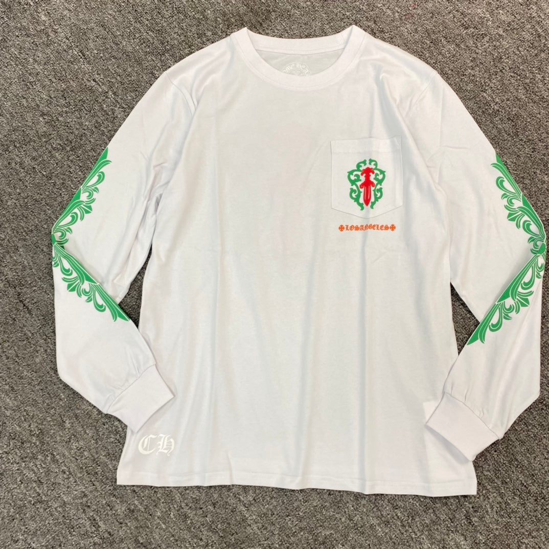 Chrome Hearts Men's Women's Summer Chao Printed Embroidered Letters Long-Sleeved T-Shirt Men And Women Loose Cotton Bottoming Shirt Tops #76433