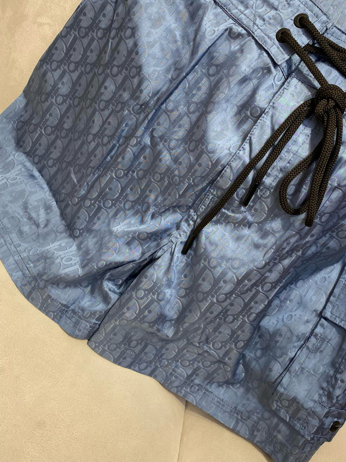 Dior Men's Summer Solid Colour Letter Print Lace Up Casual Silk Straight Swimming Shorts #76873