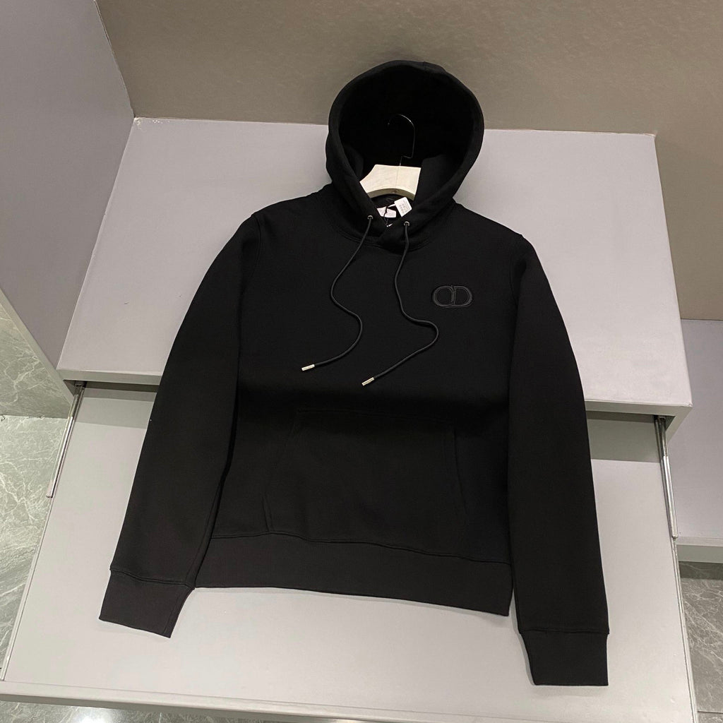 Dior Men's and Women's Spring and Autumn Solid Color Embroidered Logo Cotton Hooded Drawstring Sweatshirt Pullover #72938
