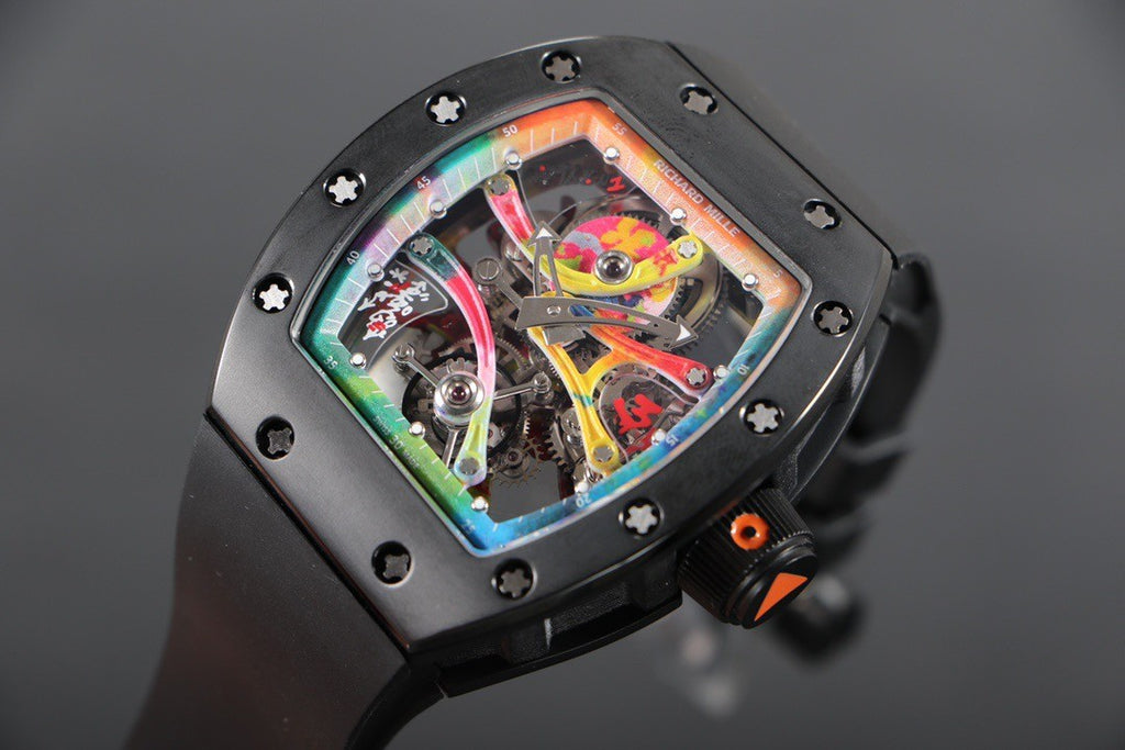 Richard Mille RM 68-01 Men's Color Dial Manual Mechanical Movement Rubber Strap Black Watch #75679