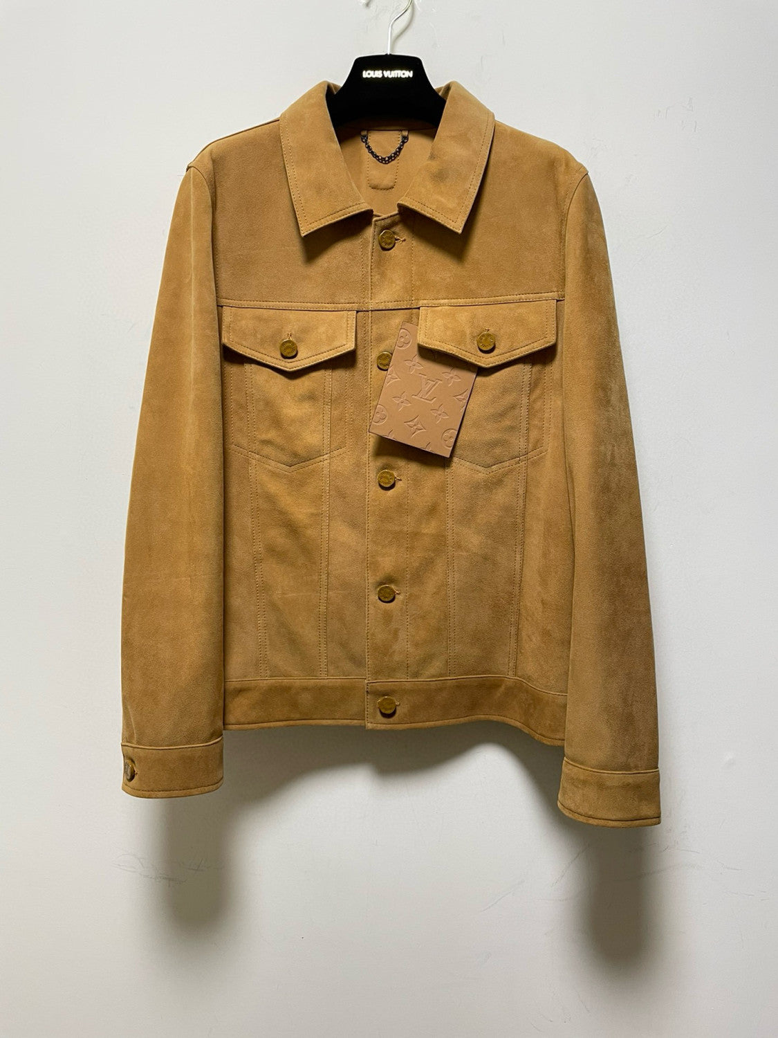 Louis Vuitton Men's Autumn and Winter Khaki Sheepskin Pocket Single Breasted Jacket #98817