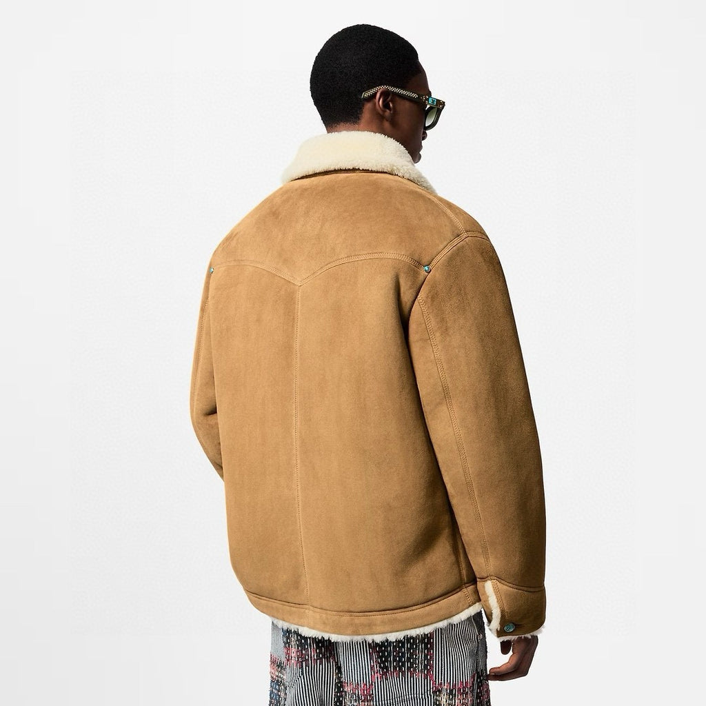 Louis Vuitton Men's Autumn and Winter Solid Color Lapel Single Breasted Sheep Leather Long Sleeve Jacket #74261