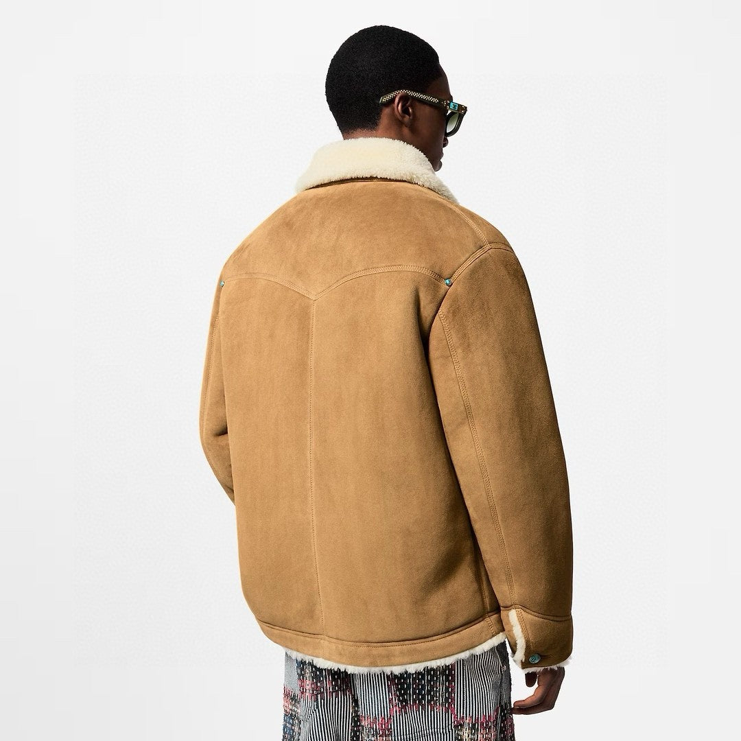 Louis Vuitton Men's Autumn and Winter Solid Color Lapel Single Breasted Sheep Leather Long Sleeve Jacket #74261