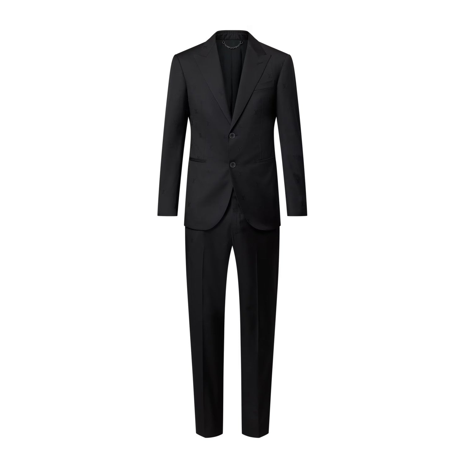 Louis Vuitton Men's Spring/Autumn Solid Colour Embroidered Hidden Pattern Printed V-Neck Single-Breasted Long-Sleeved Suit Jacket and Trousers Set Suit #77442