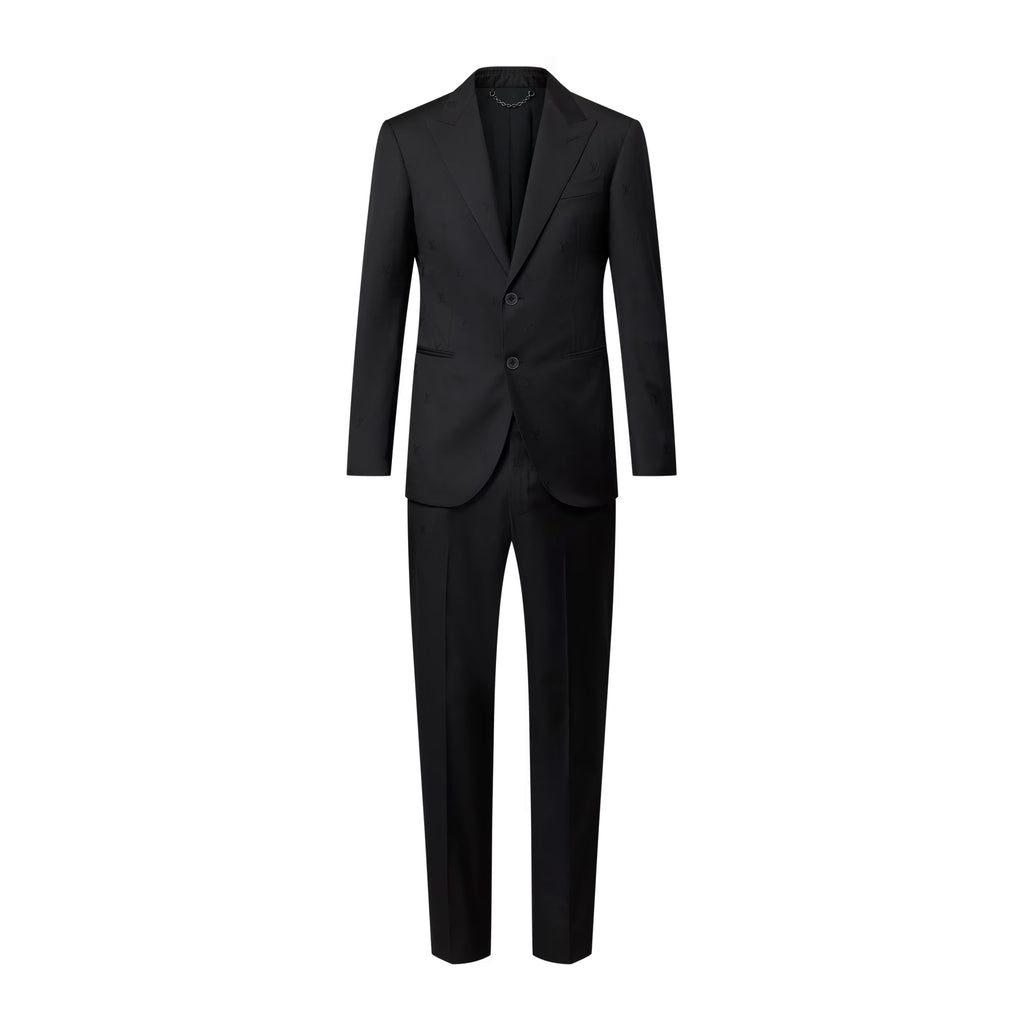 Louis Vuitton Men's Spring/Autumn Solid Colour Embroidered Hidden Pattern Printed V-Neck Single-Breasted Long-Sleeved Suit Jacket and Trousers Set Suit #77442