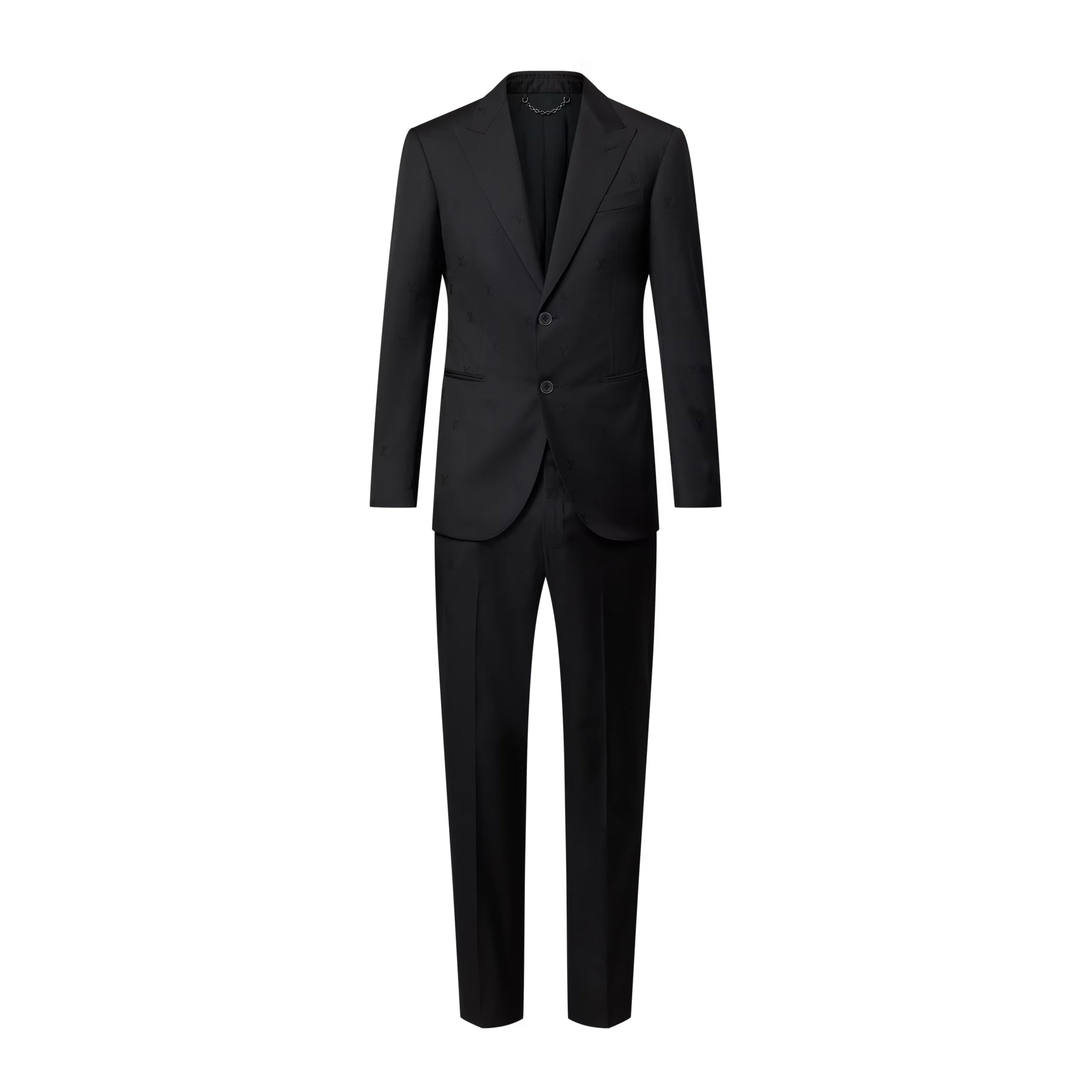 Louis Vuitton Men's Spring/Autumn Solid Colour Embroidered Hidden Pattern Printed V-Neck Single-Breasted Long-Sleeved Suit Jacket and Trousers Set Suit #77442