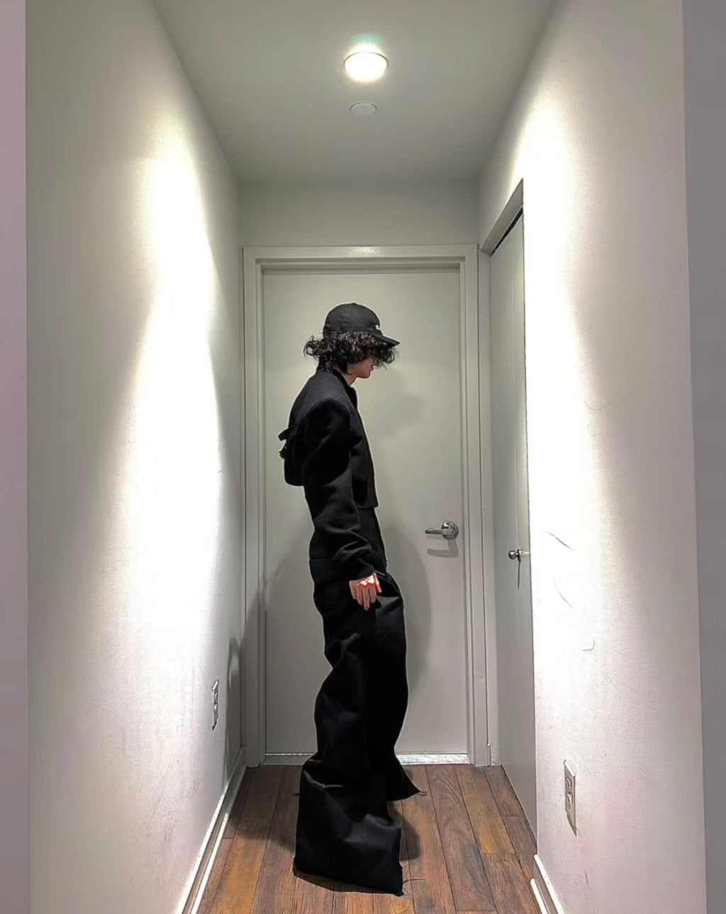 Rick Owens Men's Winter Dark Wool Shoulder Padded Flight Jacket Waisted Peplum Fitted Jacket Ngvp #8922