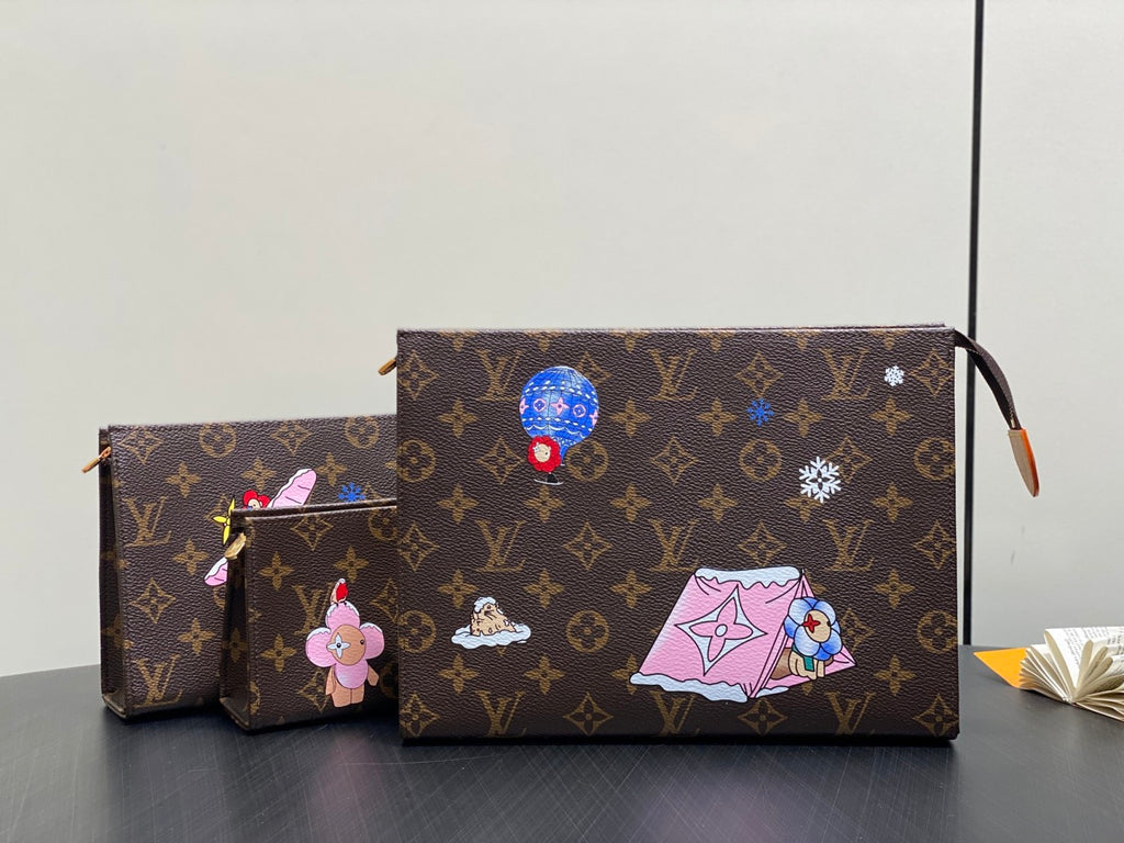 LOUIS VUITTON Trio Toiletry Bag Stylish Printed Luxury Toiletry Set Three-piece Handheld Bag Bags M15357 #81841A