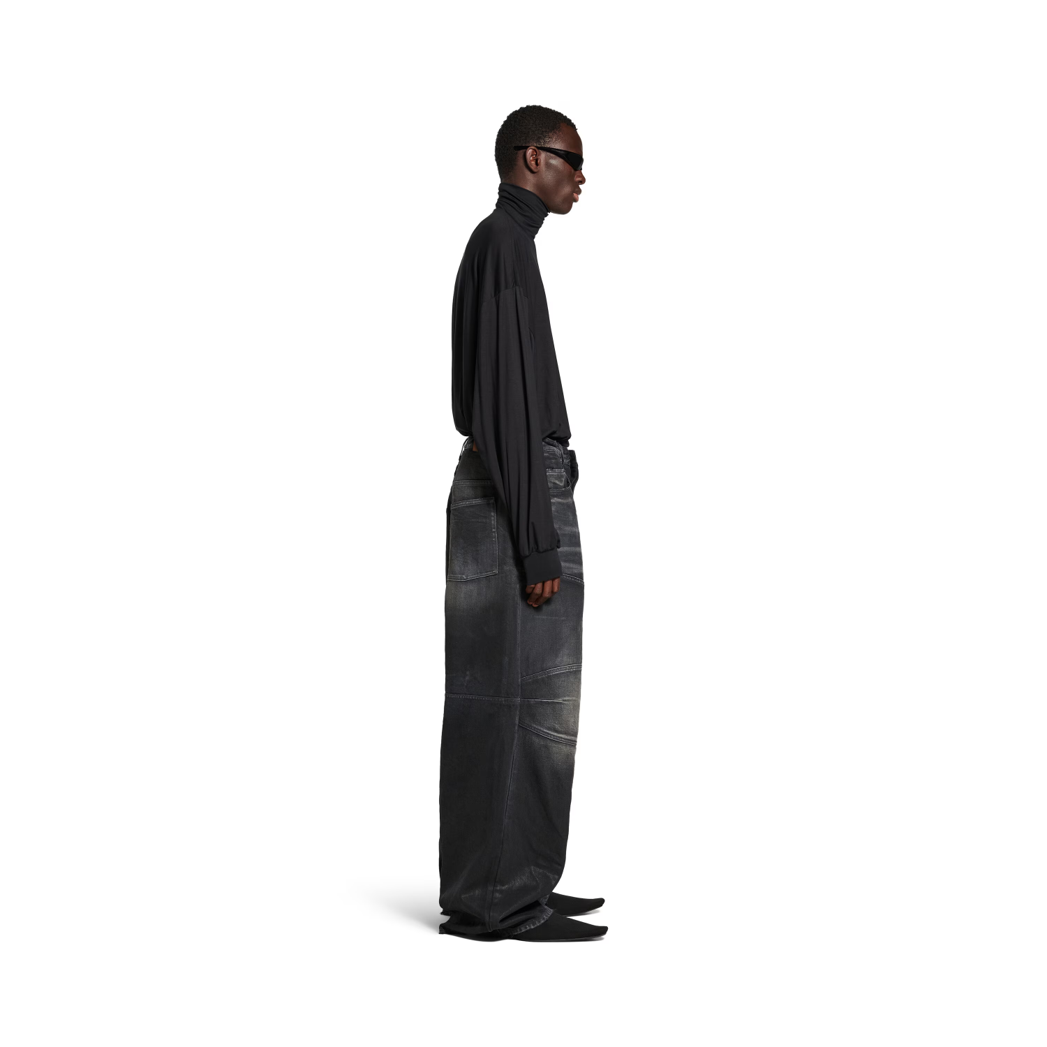 Balenciaga Men's Drawstring Loose Jeans Four Seasons Cotton Solid Color Casual Pants Ngvp #1513