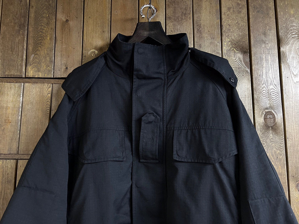 Balenciaga Black Long Loose Hooded Work Coat Ngvp #6658