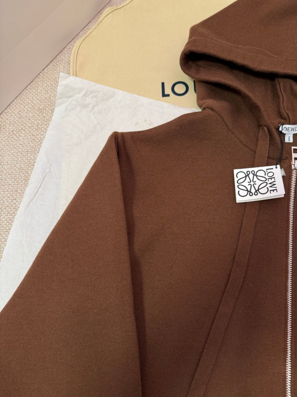 Loewe Zip-up hoodie in wool Brown #334661