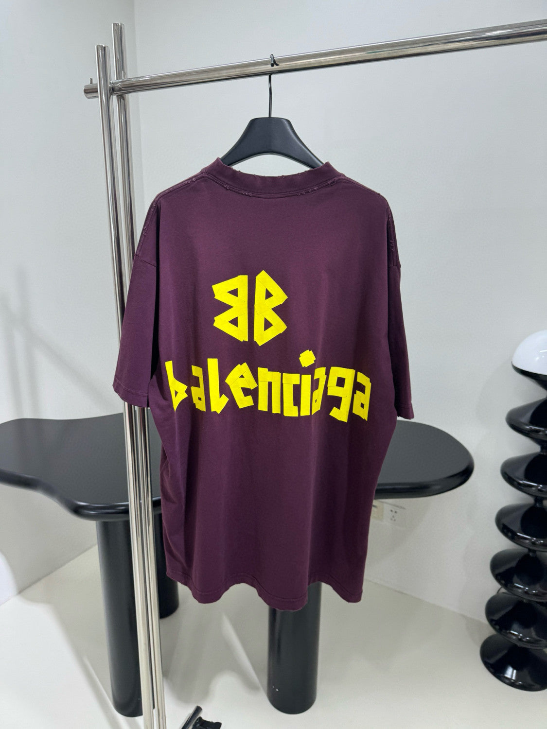 Balenciaga Men's Summer Crimson Letter Print Round Neck Regular Fit Short Sleeve T-Shirt #98985