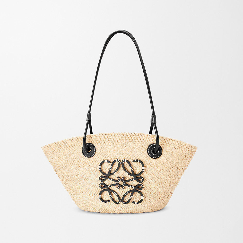 Loewe Small Anagram Basket Bag in Iraca Palm Calfskin Beige Summer Vacation Fashion Elegant Logo Oversized Tote Bag Classic Clutch Bags #82694A