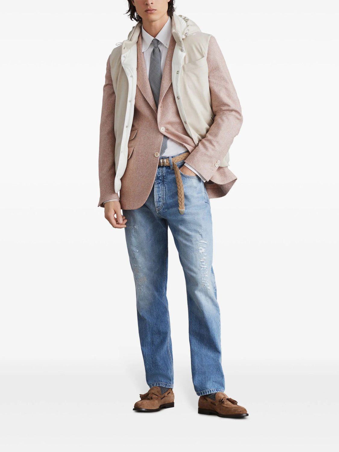 Brunello Cucinelli Men's Spring/Autumn Detachable Hooded Solid Color Single-Breasted Bonded Wool Flannel Down Vest Ngvp #2293
