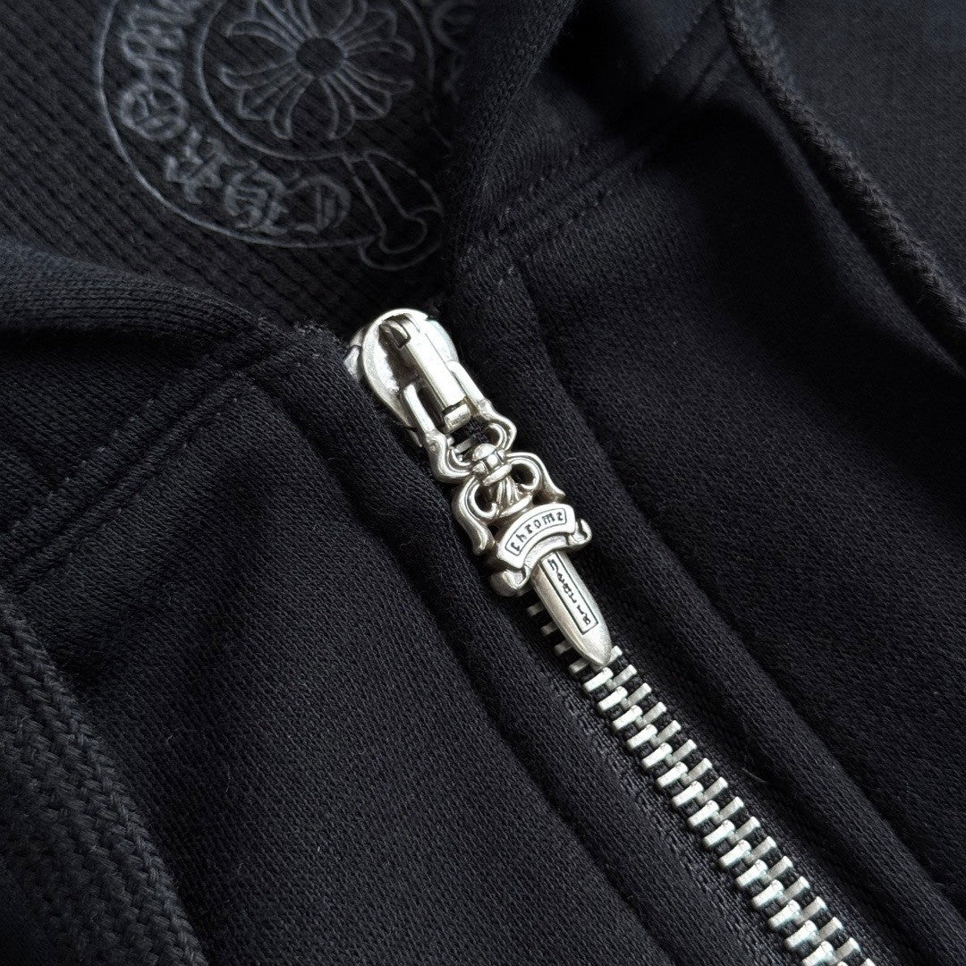 Chrome hearts Sanskrit Letter Logo Zipper Hooded Sweatshirt #333725