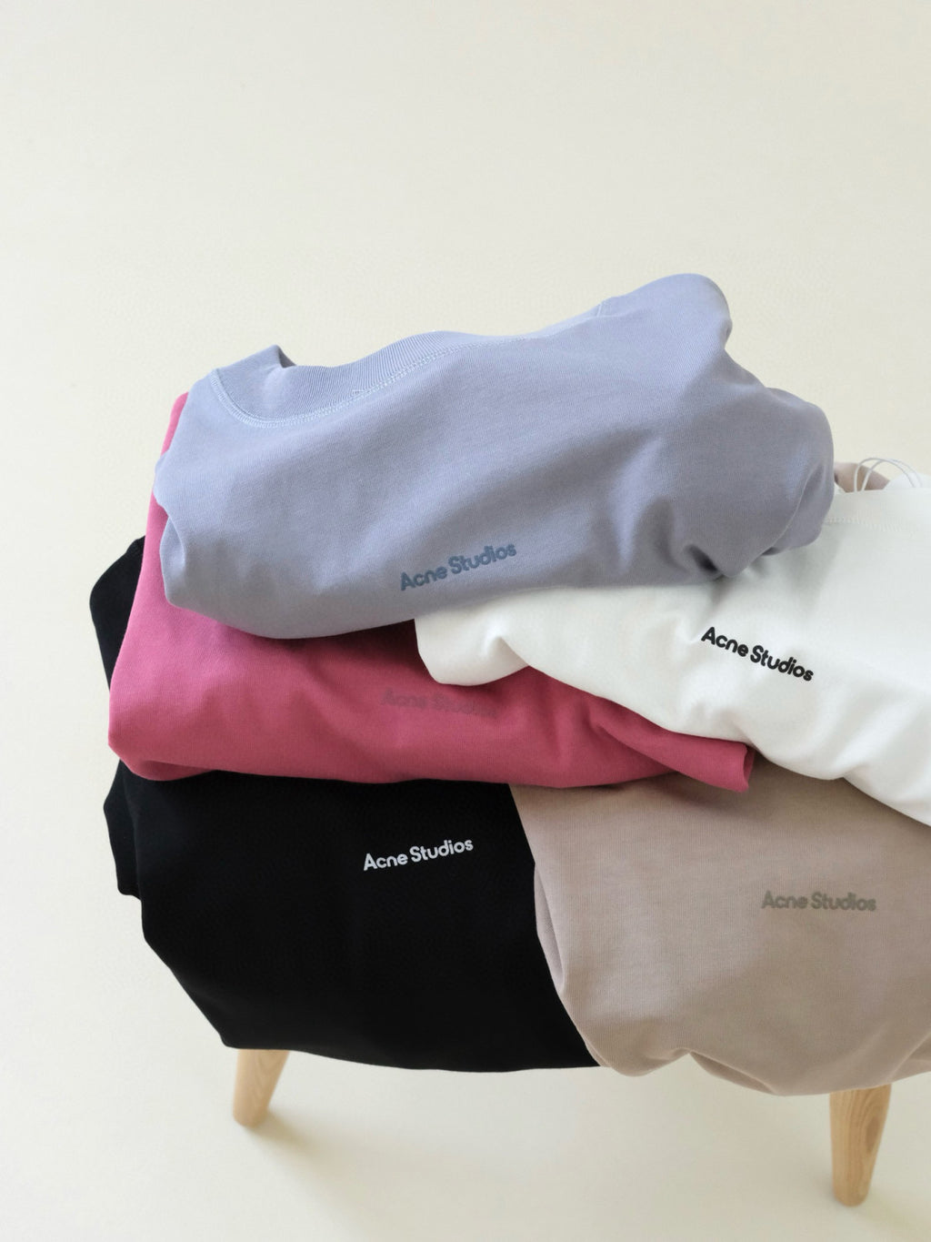 Acne Studios Men's Summer Solid Color Logo Printed Round Neck Cotton Short Sleeve T-Shirt #98862