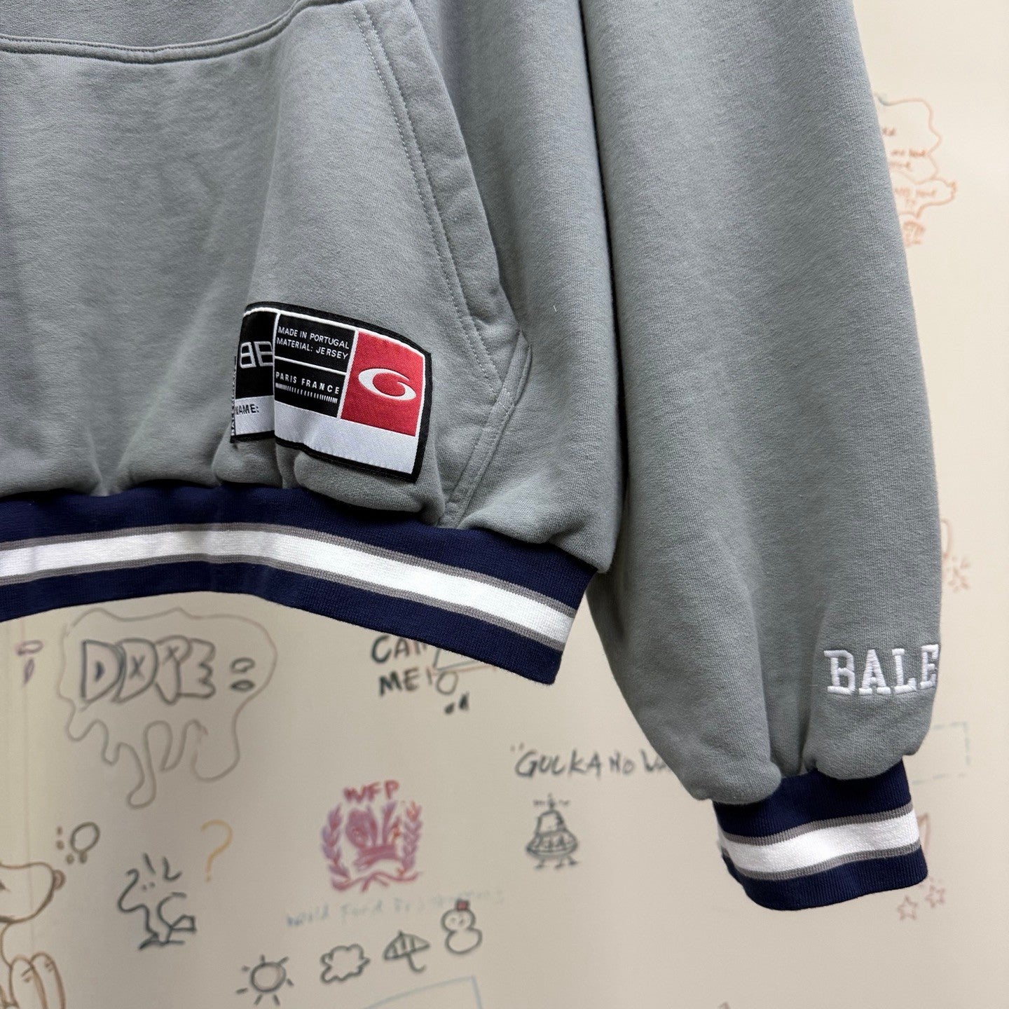Balenciaga Top-quality Version Men's 3b Football Polo Hoodie in Grey white #336845
