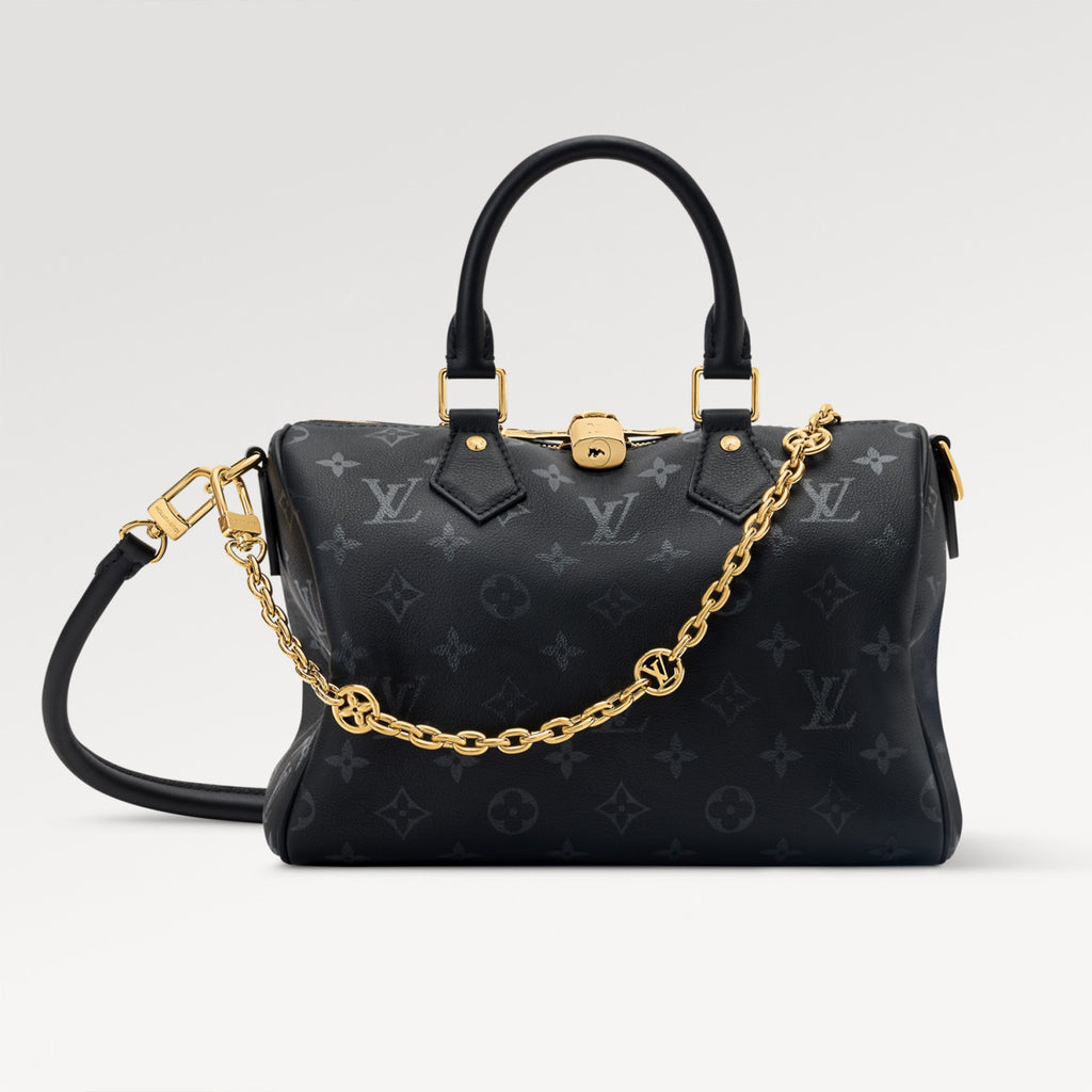 Louis Vuitton Speedy Bandoulière 25 Handbag Classic Monogram Tote Crossbody Bag Gold Chain Handbag Bags M26691 #193982