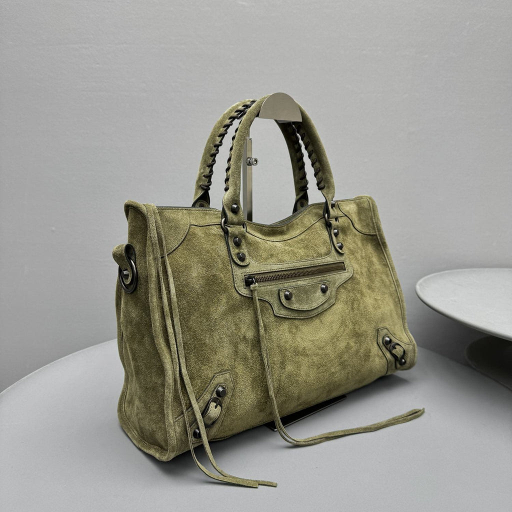 Balenciaga LE CITY Medium Handbag Women's Fashion Luxury Solid-Colour Suede Tote Bag Crossbody Bag Bags 8230582AB2A1143 Ngvp #2434