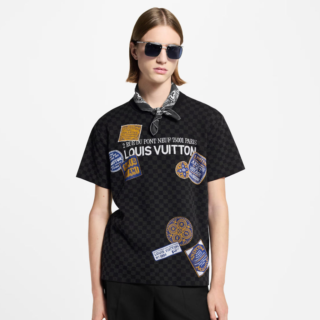 Louis Vuitton Men's Summer Graphic Printed Crew Neck Knit Short Sleeve T-Shirt #76454