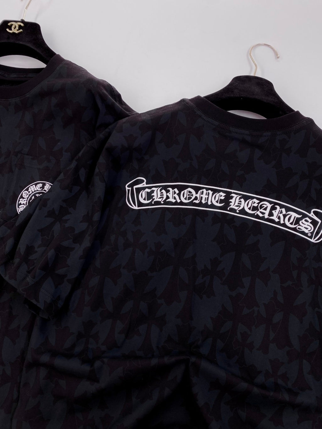 Chrome Hearts Men's Summer Black Logo Printed Round Neck Straight Short Sleeve T-Shirt #99844