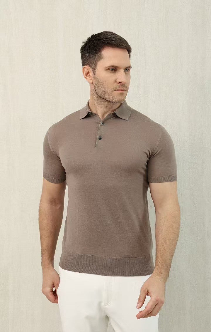 Loro Piana King's Gift® Men's Polo Shirt Spring Summer Fashion Casual Button Short Sleeve Top Knitted T-shirt Lapel Men's Clothes Ngvp #9957