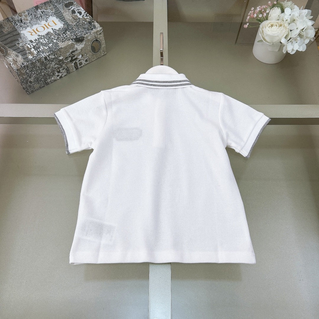 Dior Kid's Summer Christian Dior Embroidered Casual Pullover Fitted Short Sleeve Lapel Polo Shirt #31283