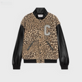 Celine Crystal-Embellished Leopard-Print Bomber Jacket #336558