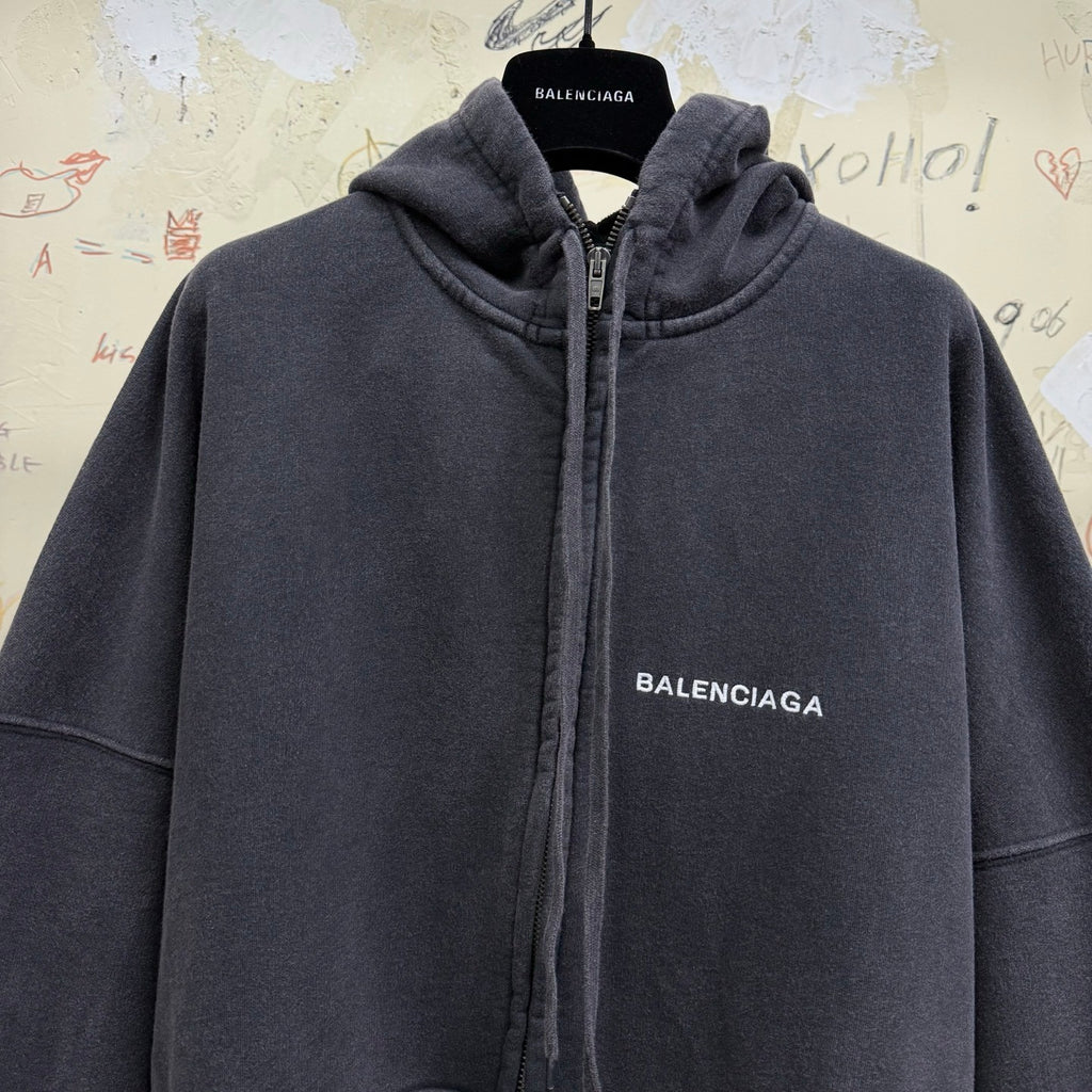 Balenciaga 25FW Hooded Zippered Short Jacket With Emblem Armband #333178