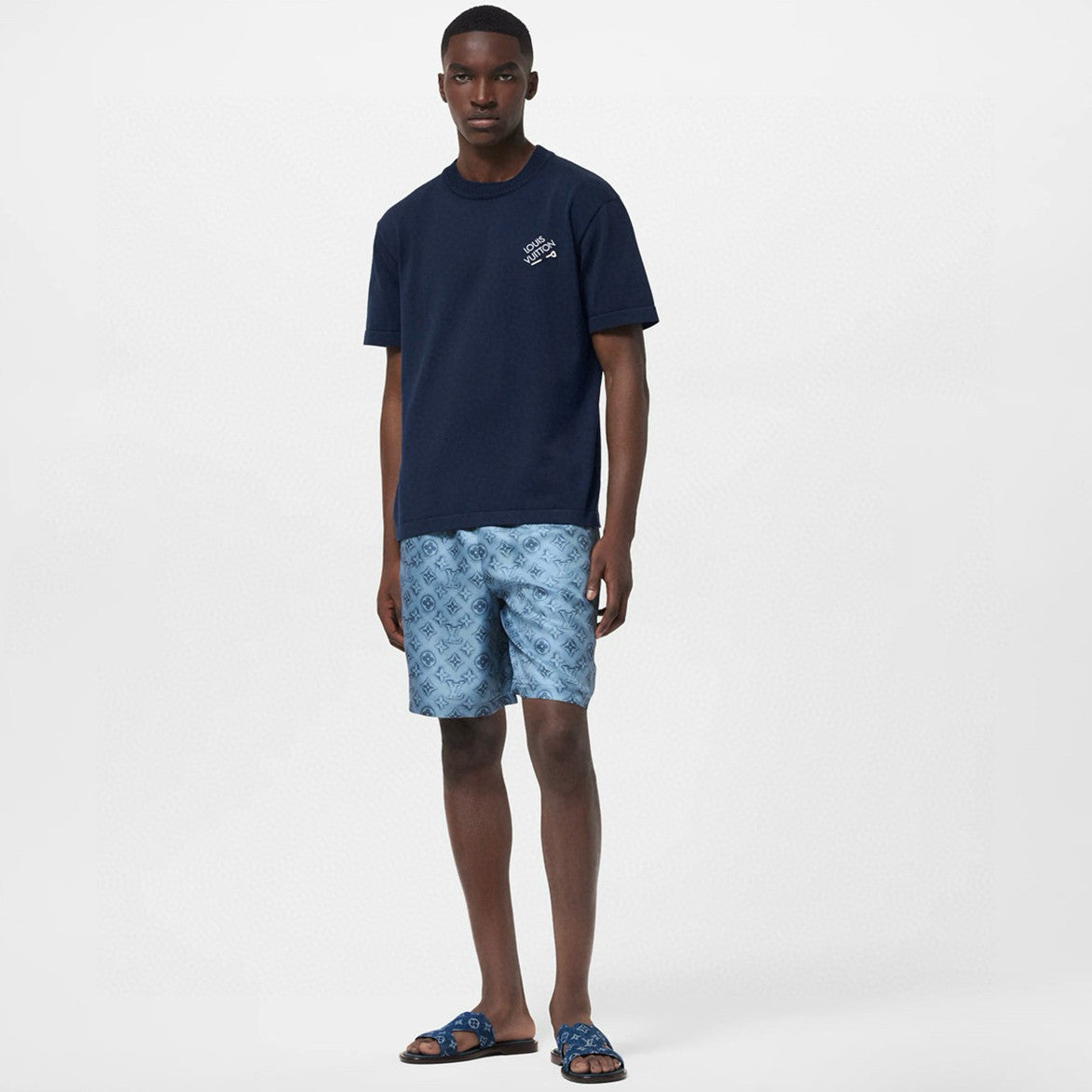 Louis Vuitton Men's Solid Color Logo Embroidery Casual Cotton Crew Neck Shirt Short Sleeve T-shirt #76114