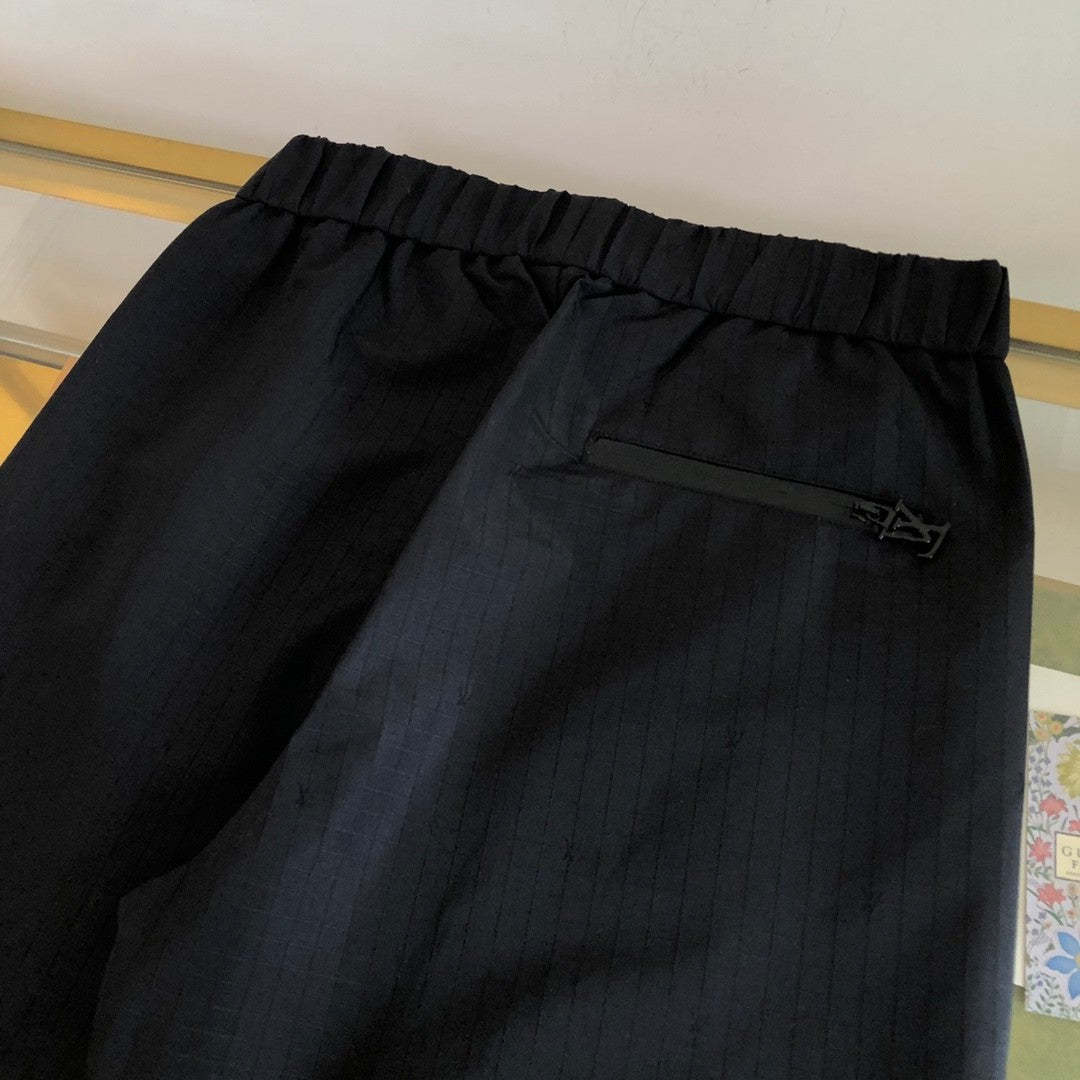 Louis Vuitton Men's Spring and Fall Black Dark Logo Print Elastic Waist Cotton Pants #72427