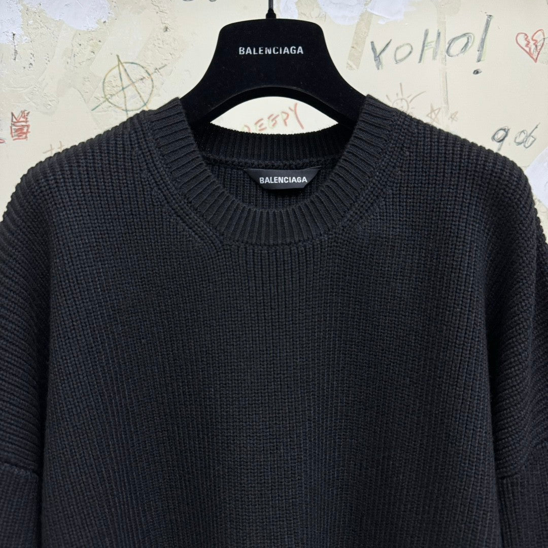 Balenciaga Men's And Women's Spring And Autumn Solid Color Round Neck Long Sleeve Loose Fit Knitted Sweater Pullover #74722