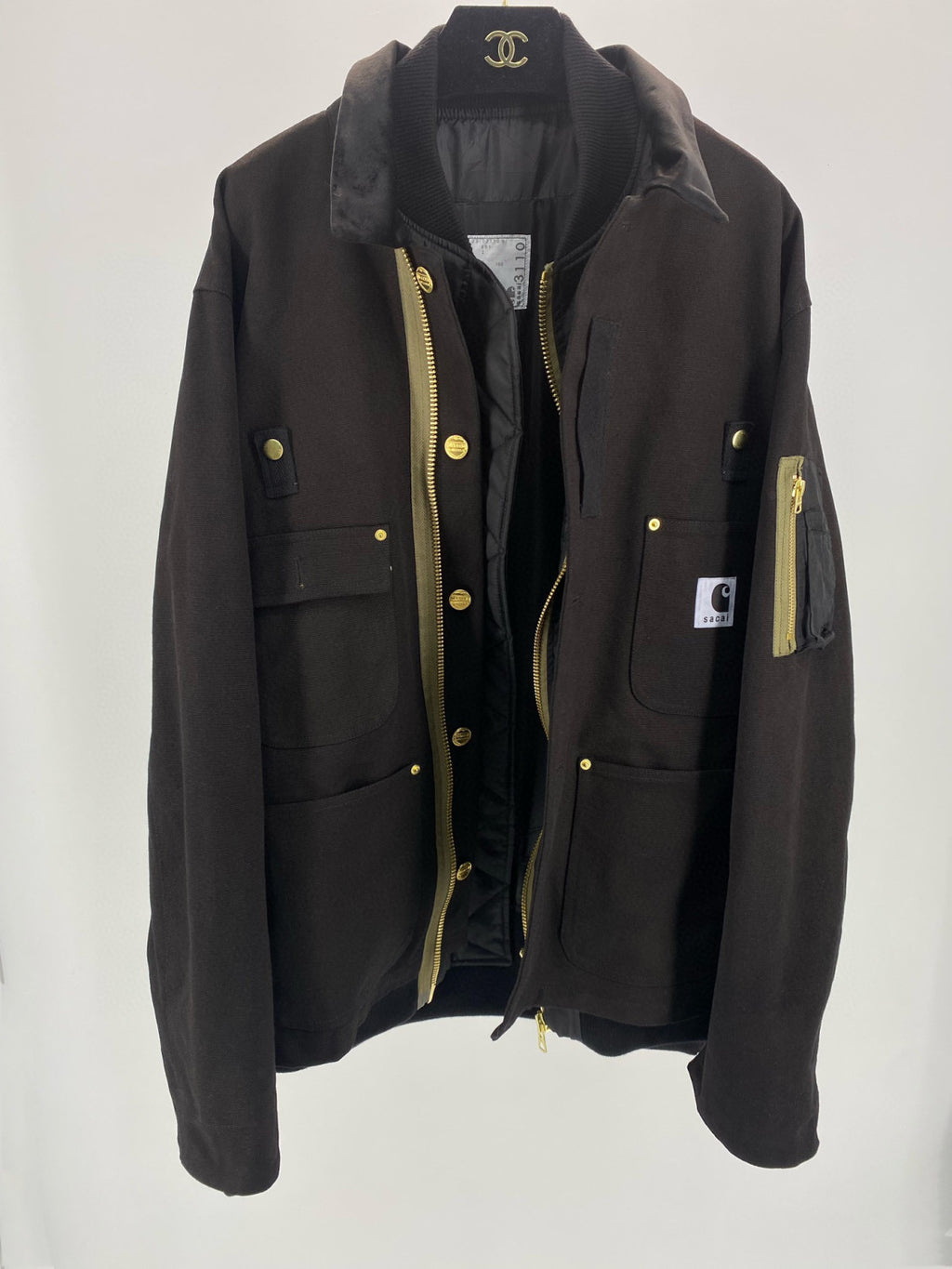 Sacai Carhartt WIP Canvas x MA-1 Jacket Michigan Men's Fall And Winter Loose Casual Fake Two Pieces Splicing Jacket #96979
