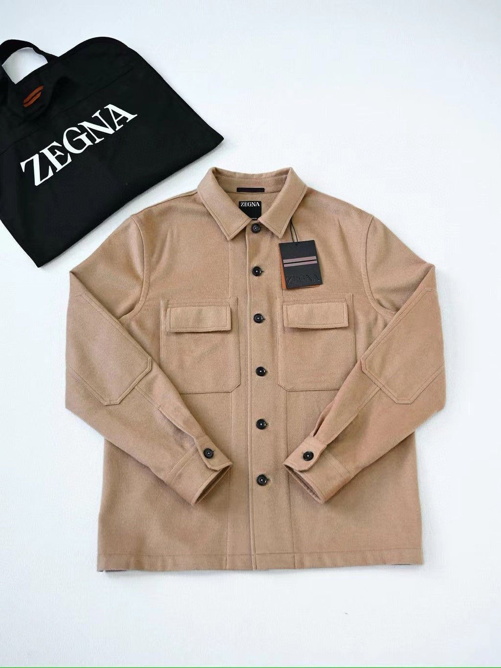 Ermenegildo Zegna Oasi Cashmere Alba Shirt Jacket Men's Luxury Solid Color Temperament Wool Shirt Fashion Casual Lapel Single Breasted Shirt Jacket Ngvp #2493