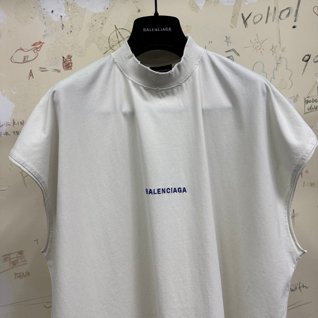 Balenciaga Men's Summer Solid Color Embroidered Letter Print Cotton Crew Neck Sleeveless Top T-Shirt #77489