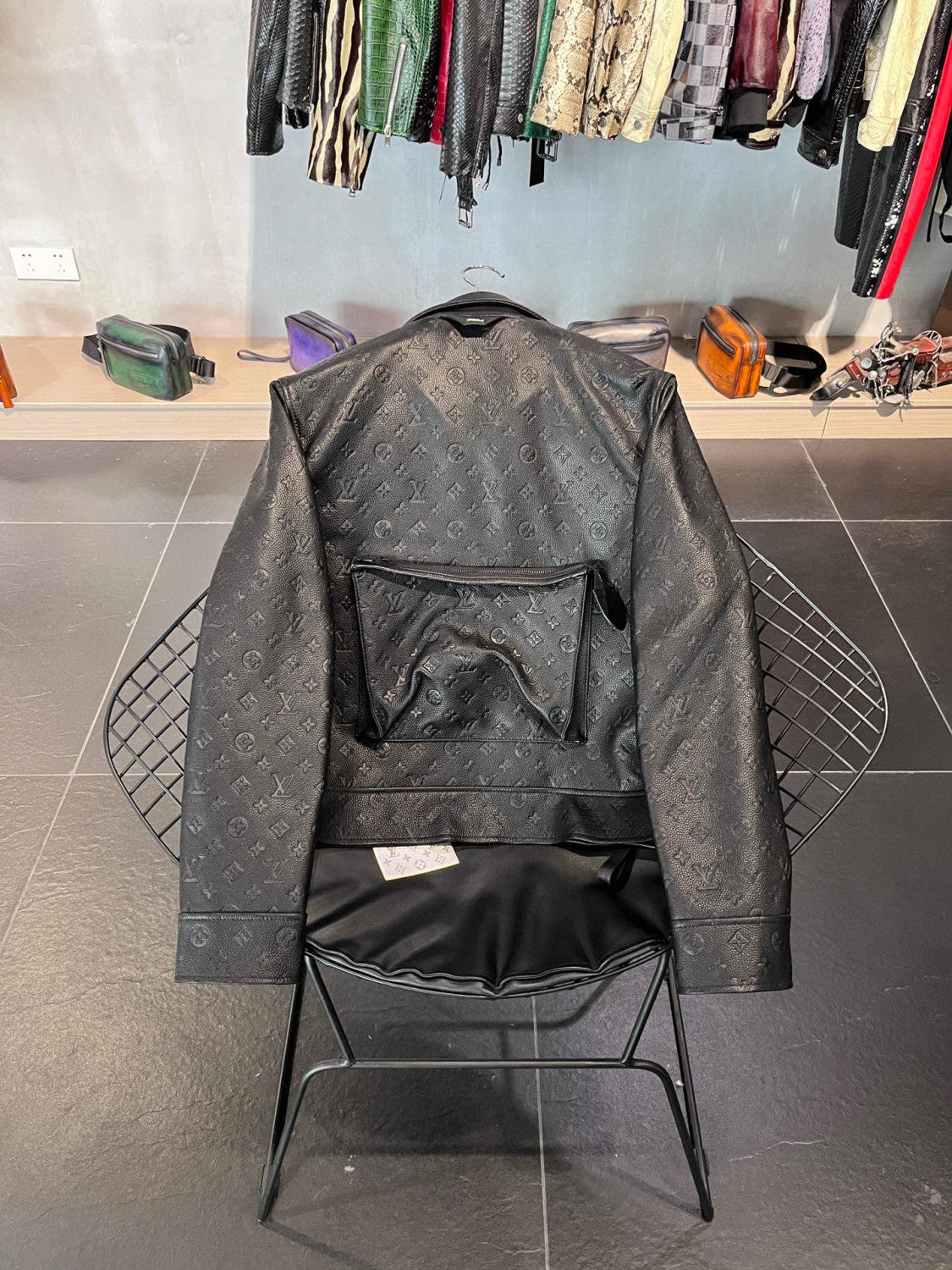 Louis Vuitton Monogram Black Multi Pocket Leather Jacket #21737