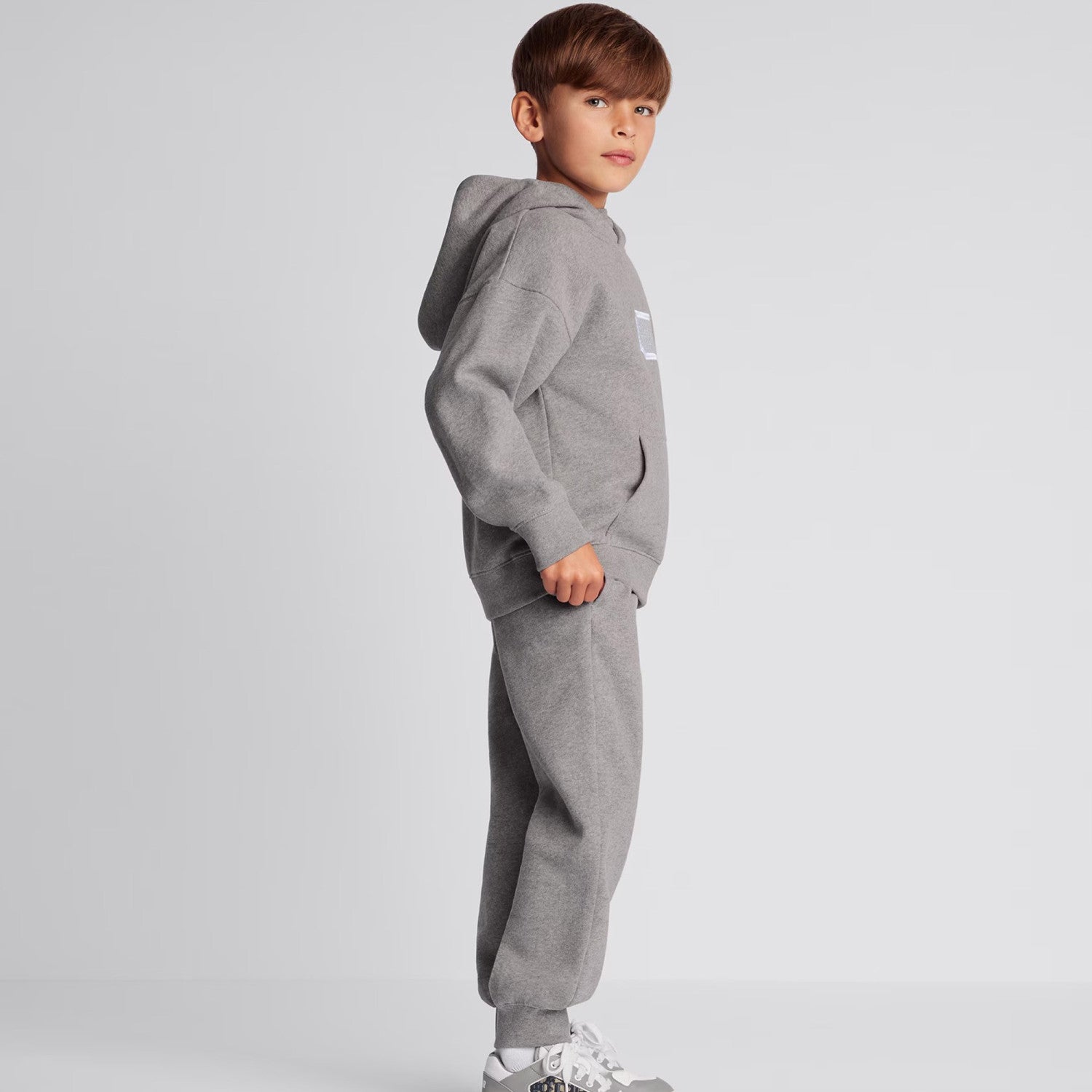 Dior Kid's Spring And Autumn Gray Letter Embroidery Hooded Long Sleeve Cotton Sweatshirt Drawstring Knit Track Pants Set #31245