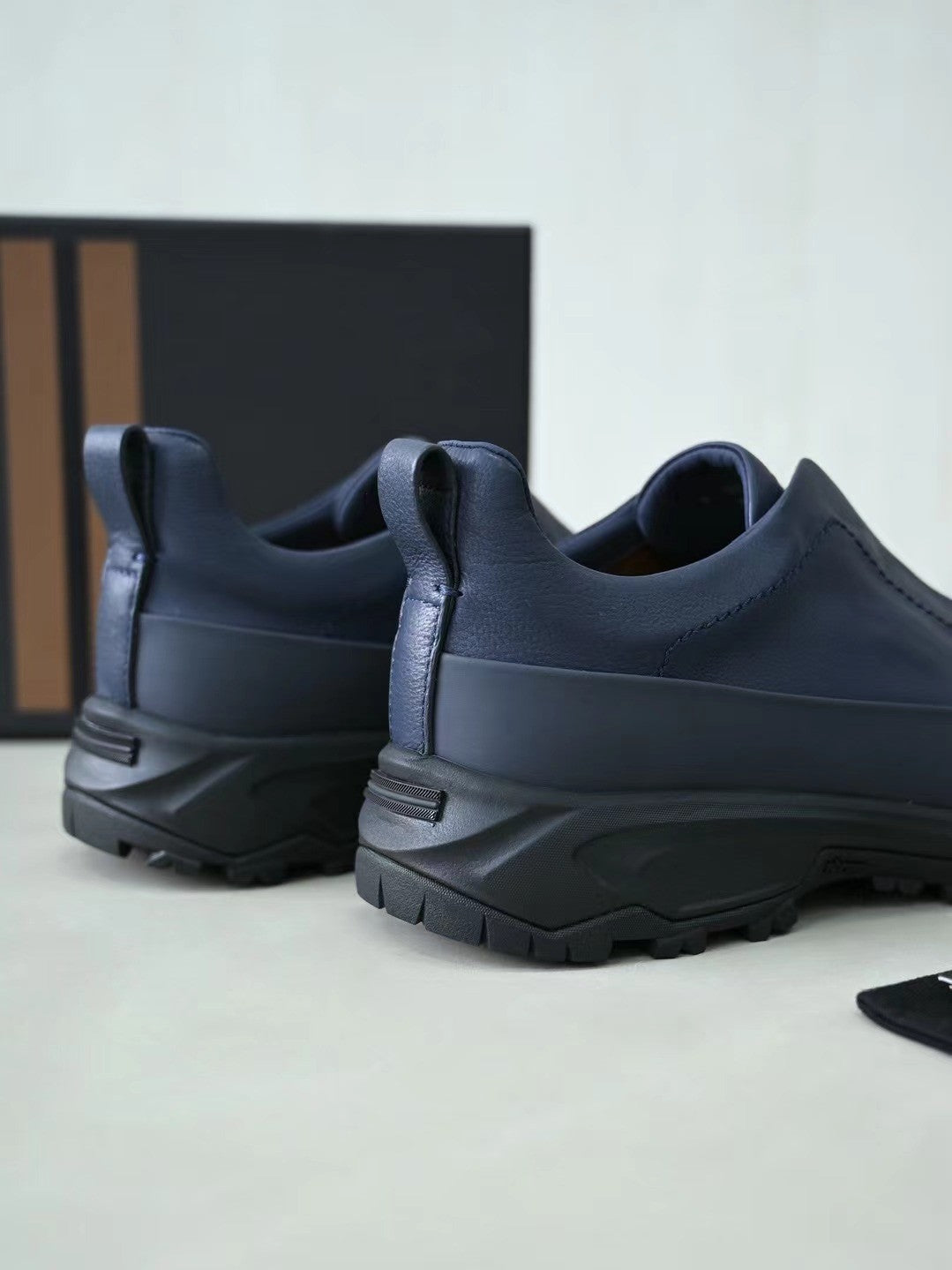 Ermenegildo Zegna Triple Stitchâ„?Monte Men's Fall/Winter Fashion Casual Round Toe Slip On Leather Suede Low Top Slip On Sneakers Shoes #78782