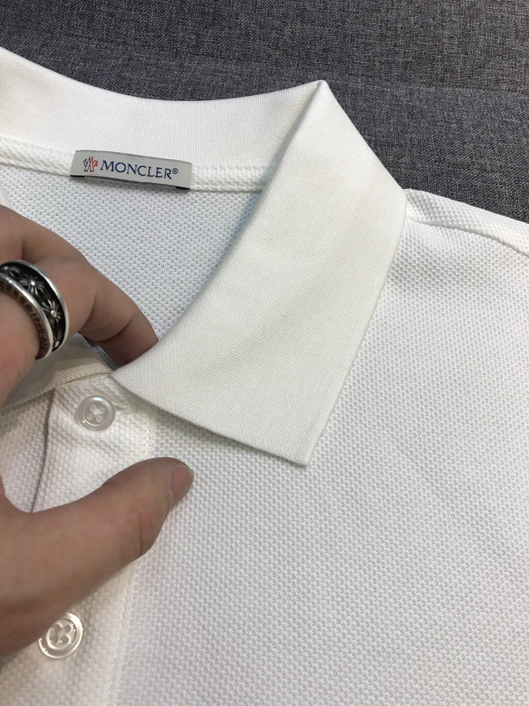 Moncler Men's Summer Embroidered Letter Print Polo Neck Solid Color Short Sleeve T-Shirt #75655