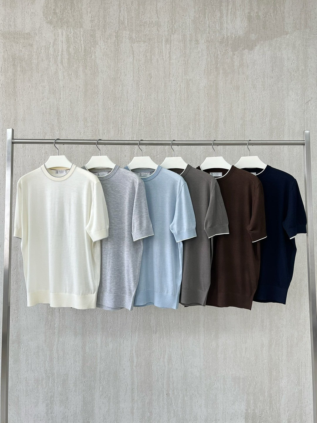 Brunello Cucinelli Men's Summer Solid Color Round Neck Cotton Short Sleeve T-Shirt #76658