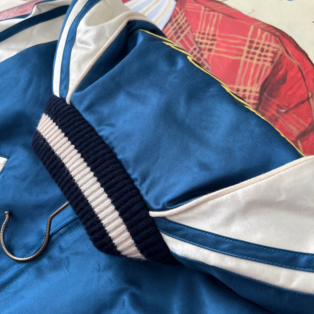 Gucci  Baseball Jersey Zip Up Jacket Blue #4583