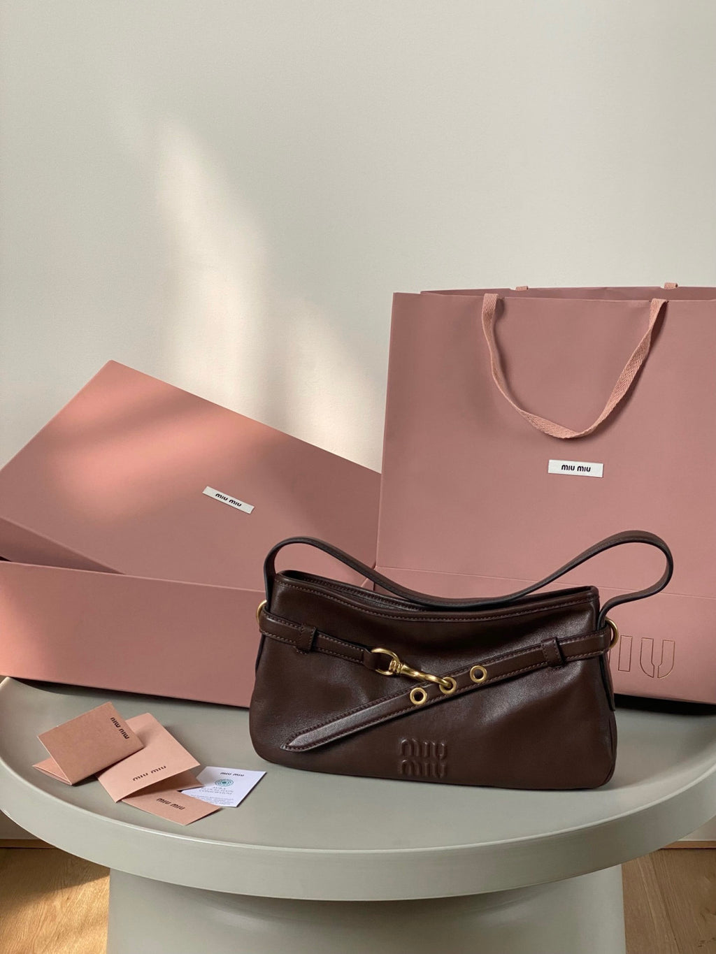 MiuMiu Aventure Nappa Suede Underarm Bag A Stylish Trendy Leather Clutch Buckle Elegant Casual And Cool Belt Buckle Bags #F0021m88 #195781