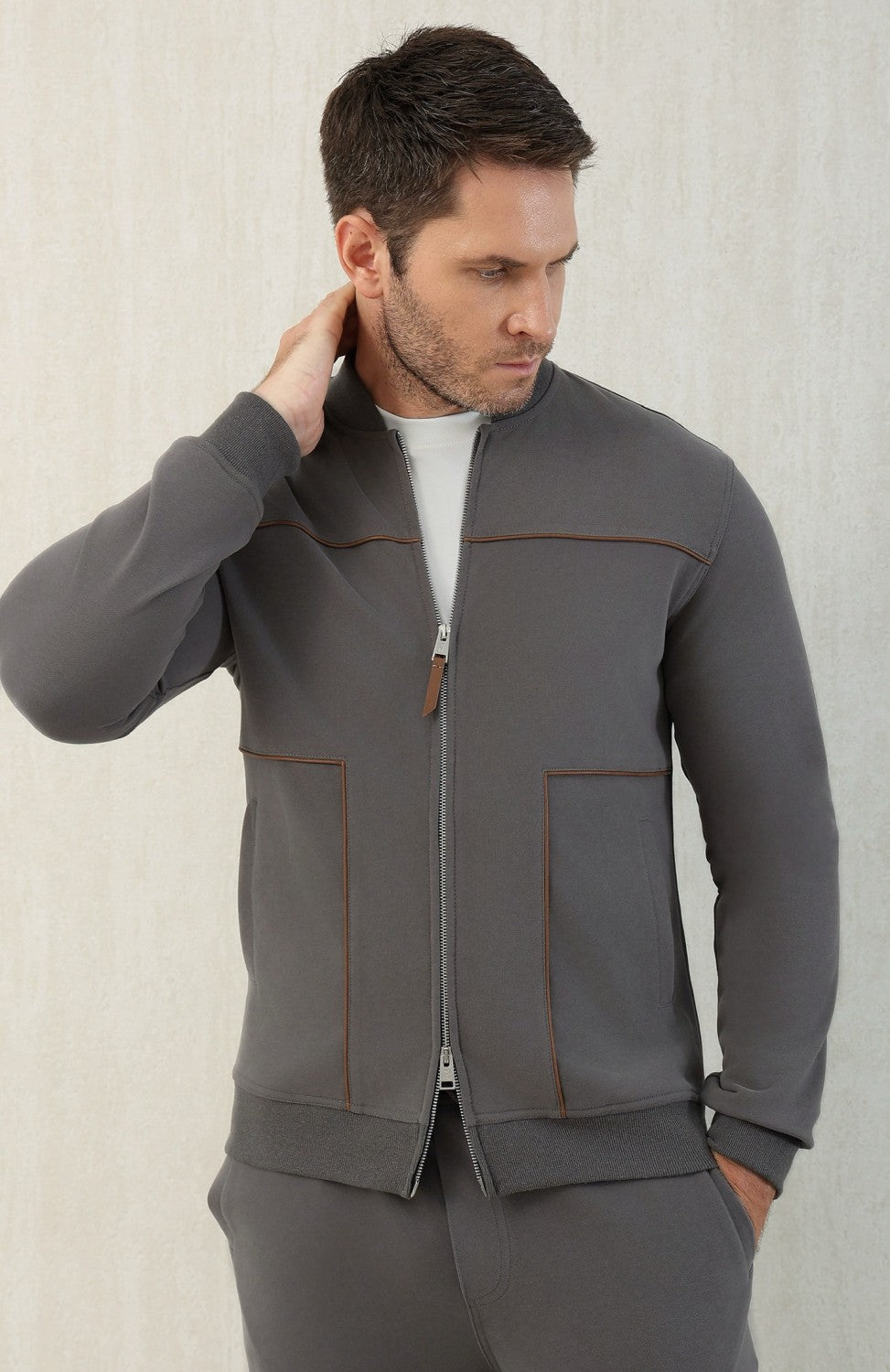 Brunello Cucinelli Men's Spring and Autumn Hooded Long Sleeve Cotton Casual Sports Sweatshirt Zipper Long Sleeve Jacket Ngvp #1766