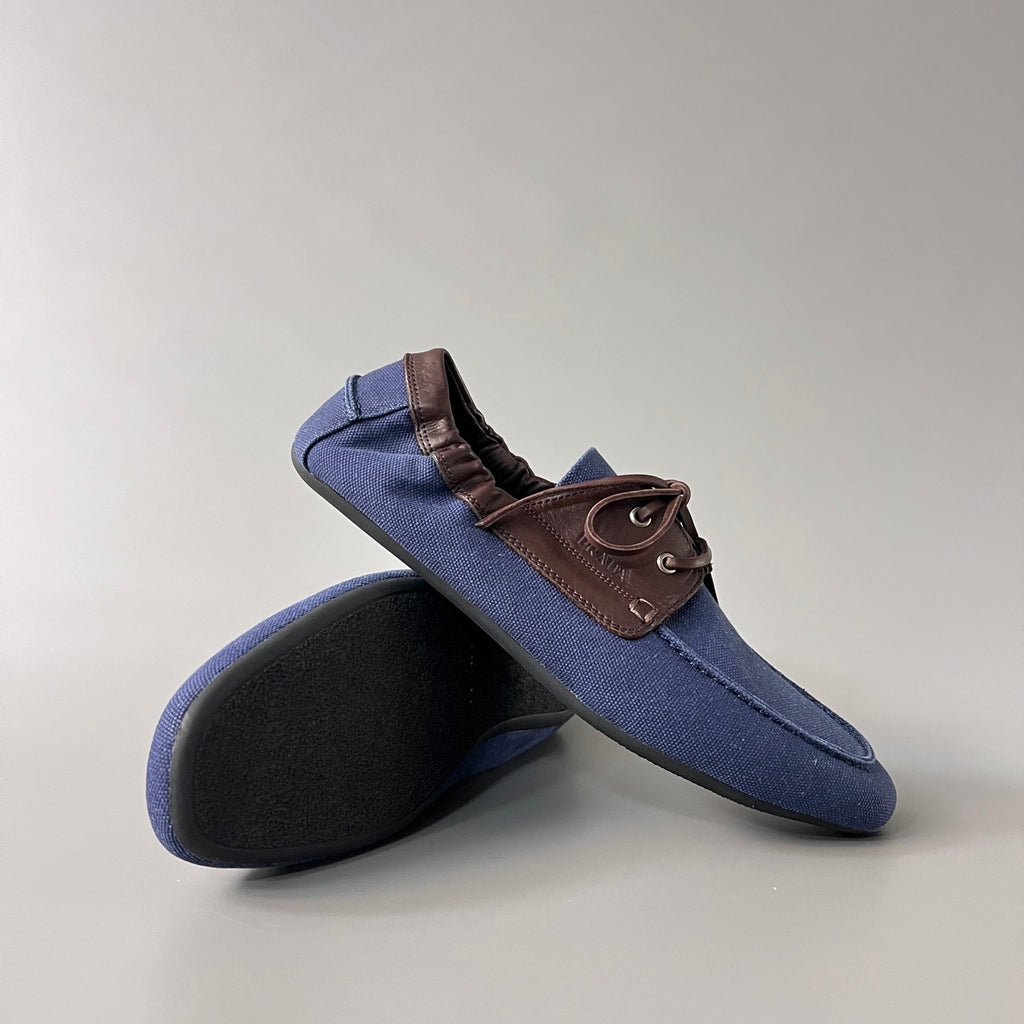 PRADA Shuffle Aged Canvas And Leather Boat Shoes #381722